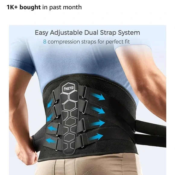 FREETOO Black Back Support Belt - Picture 2 of 9